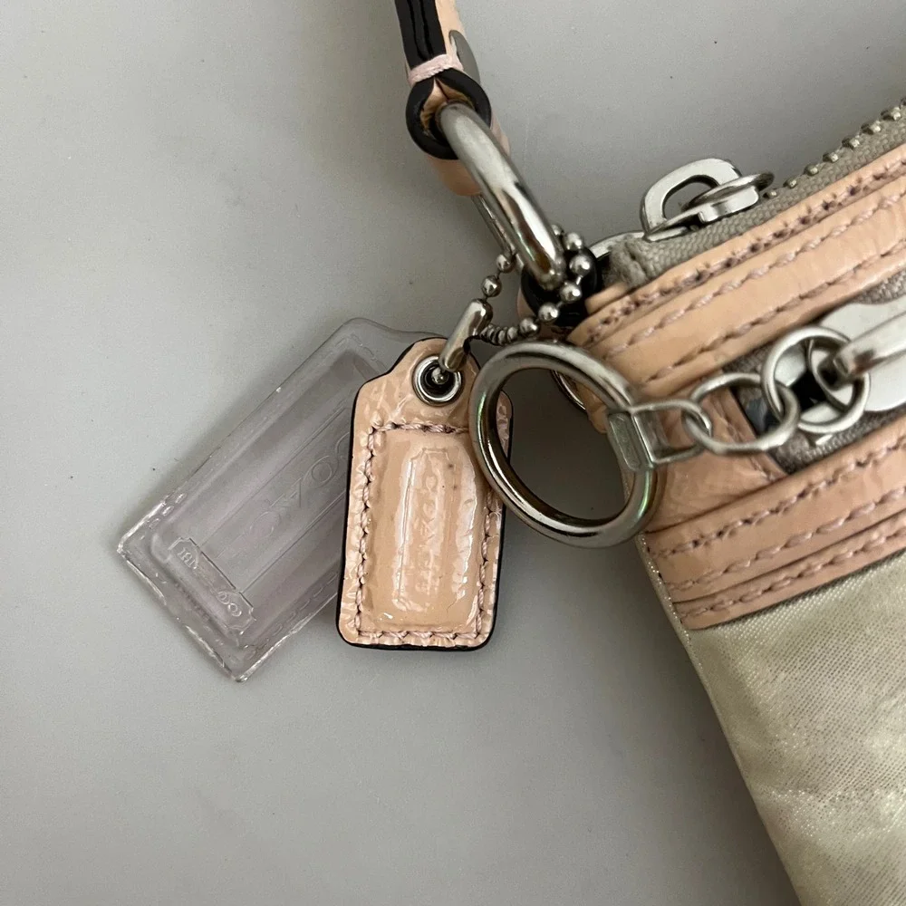 Coach Poppy Small Wristlet Bag W Tag Charm Champagne Gold Y2K READ